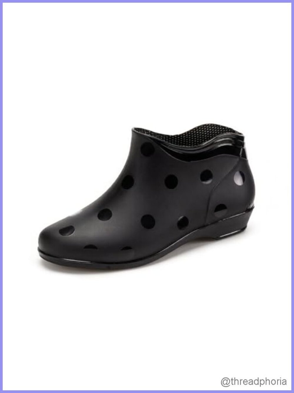 Women's Polka Dot Ankle Rain Boots Waterproof PVC Slip-On Garden Shoes